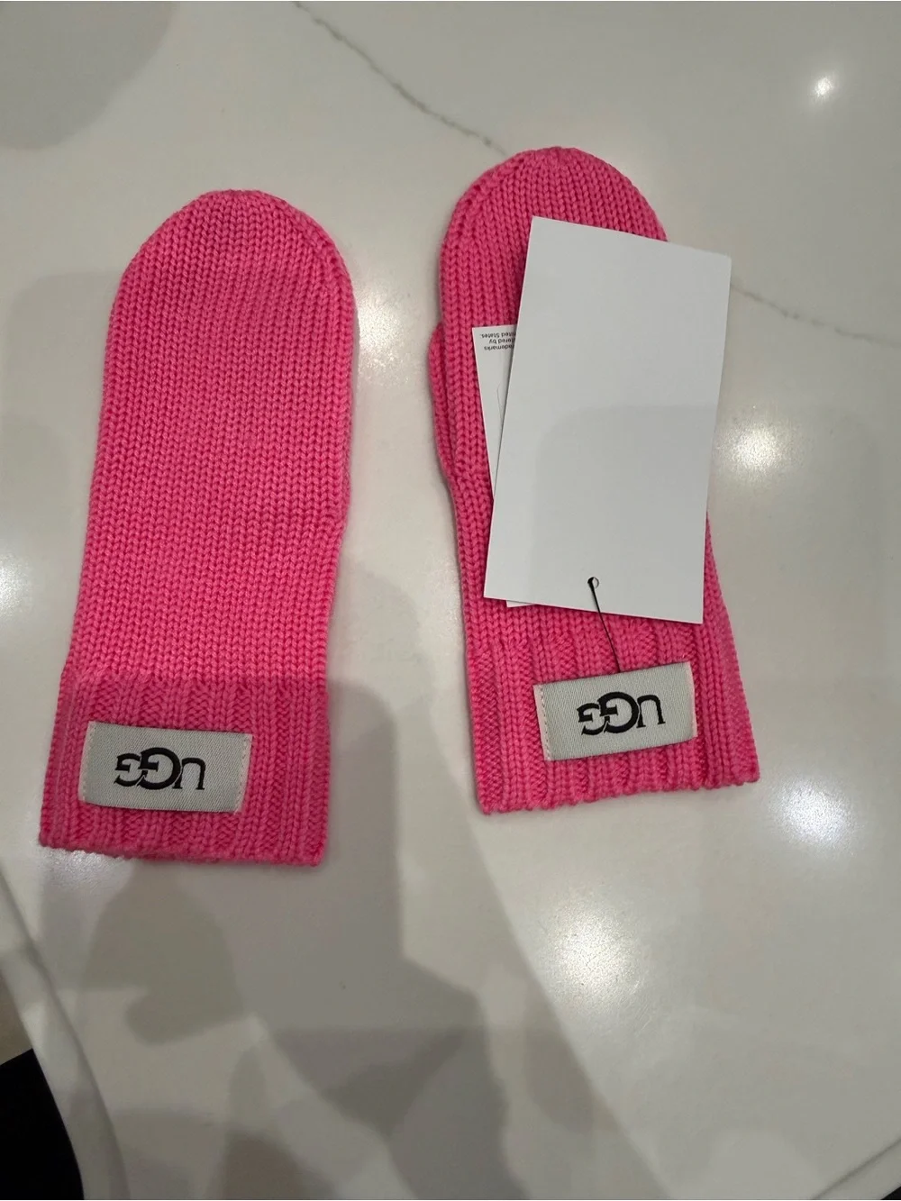 UGG Kids Bright Pink Knit Mittens